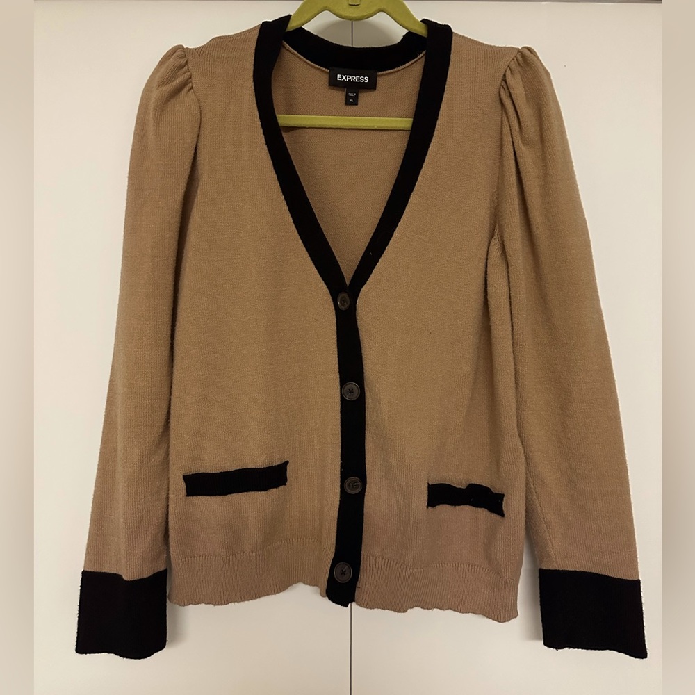 Camel & Black Cardigan By Express
